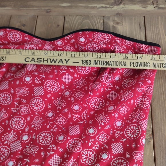 Vintage Rockabilly Red Bandana Western Dress Strapless Cowgirl Rodeo 50s Style - Picture 9 of 13